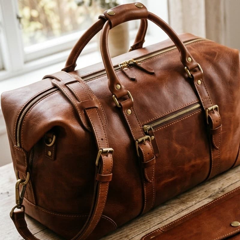 Full-Grain Italian Leather Weekender Tote